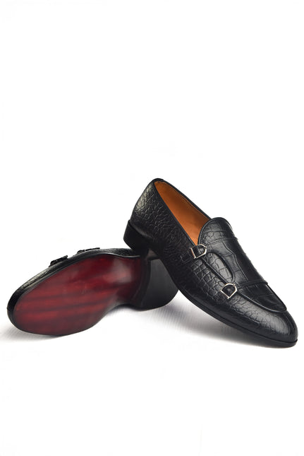 HandMade All Leather New Crocodile Monk Shoes / Moccasins