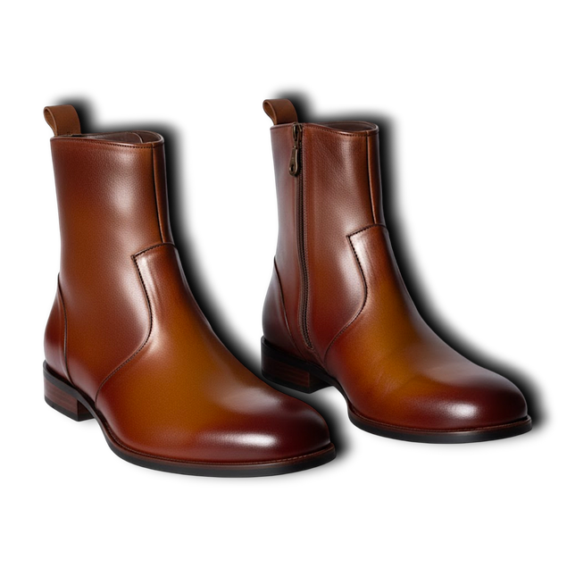 Handmade New Leather Zip Ankle Boots