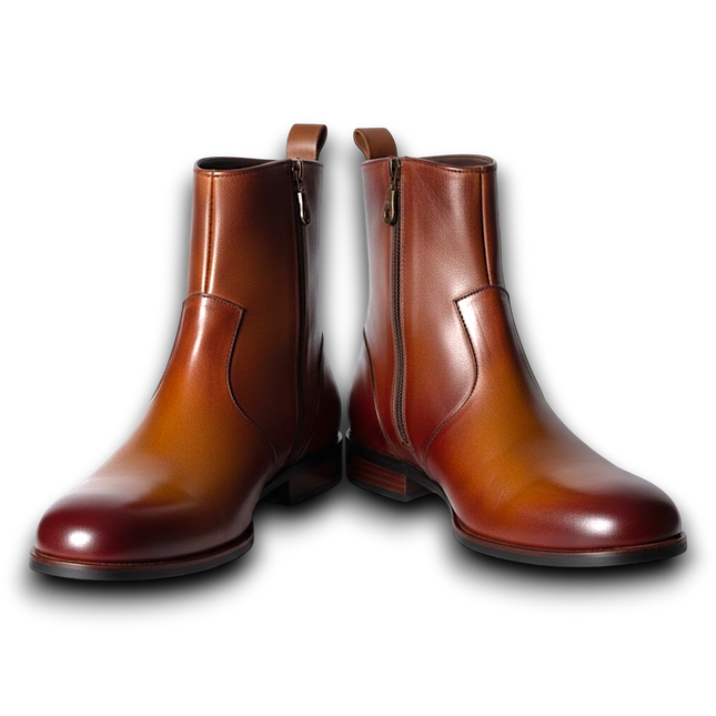 Handmade New Leather Zip Ankle Boots