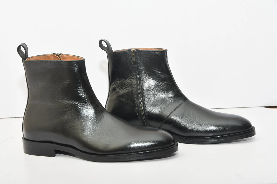 HandMade New Leather Ankle Zip Boots