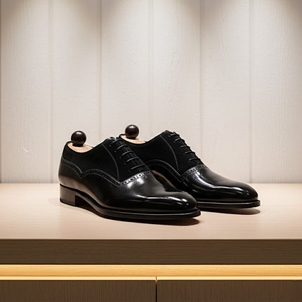 Handmade Leather & Suede Whole Cut Oxford Dress Shoes