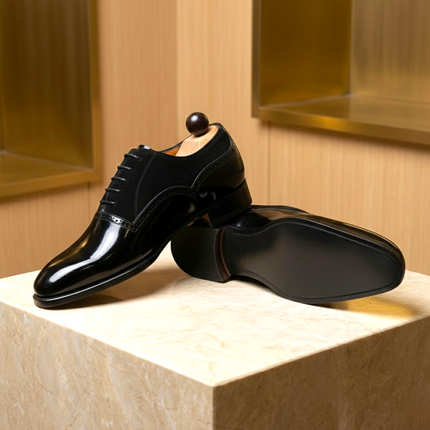 Handmade Leather & Suede Whole Cut Oxford Dress Shoes