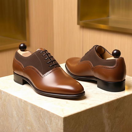 Handmade Leather & Suede Whole Cut Oxford Dress Shoes