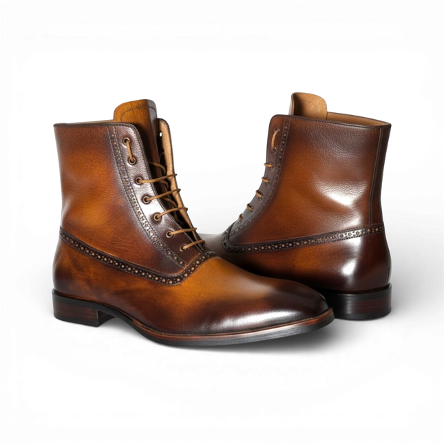 HandMade New Leather Lace-Up Ankle Boots