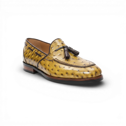 Handmade Leather Men's Ostrich Tassel Loafer