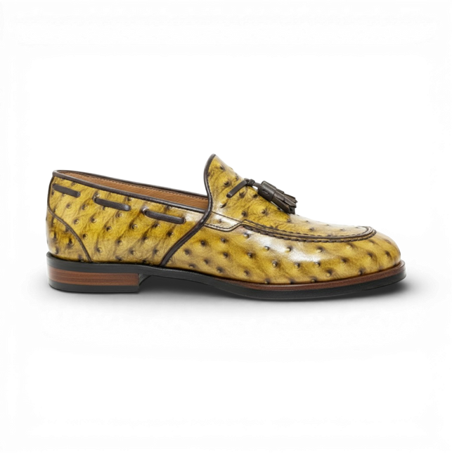 Handmade Leather Men's Ostrich Tassel Loafer