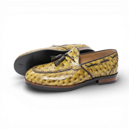 Handmade Leather Men's Ostrich Tassel Loafer