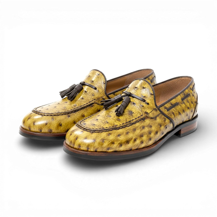 Handmade Leather Men's Ostrich Tassel Loafer